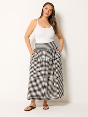 Yours Curve Brown Gingham Skirt - Image 2 of 5