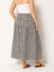 Yours Curve Brown Gingham Skirt - Image 3 of 5