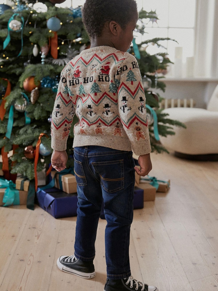 Neutral Snowman Fairisle Pattern Boys Knitted Christmas Jumper (3mths-16yrs) - Image 3 of 7
