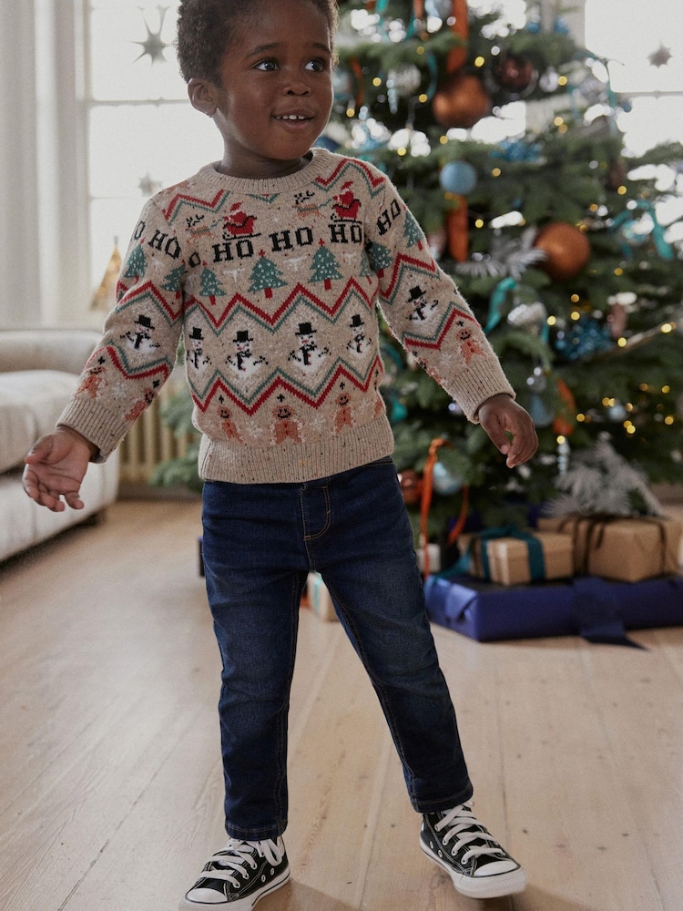 Neutral Snowman Fairisle Pattern Boys Knitted Christmas Jumper (3mths-16yrs) - Image 4 of 7