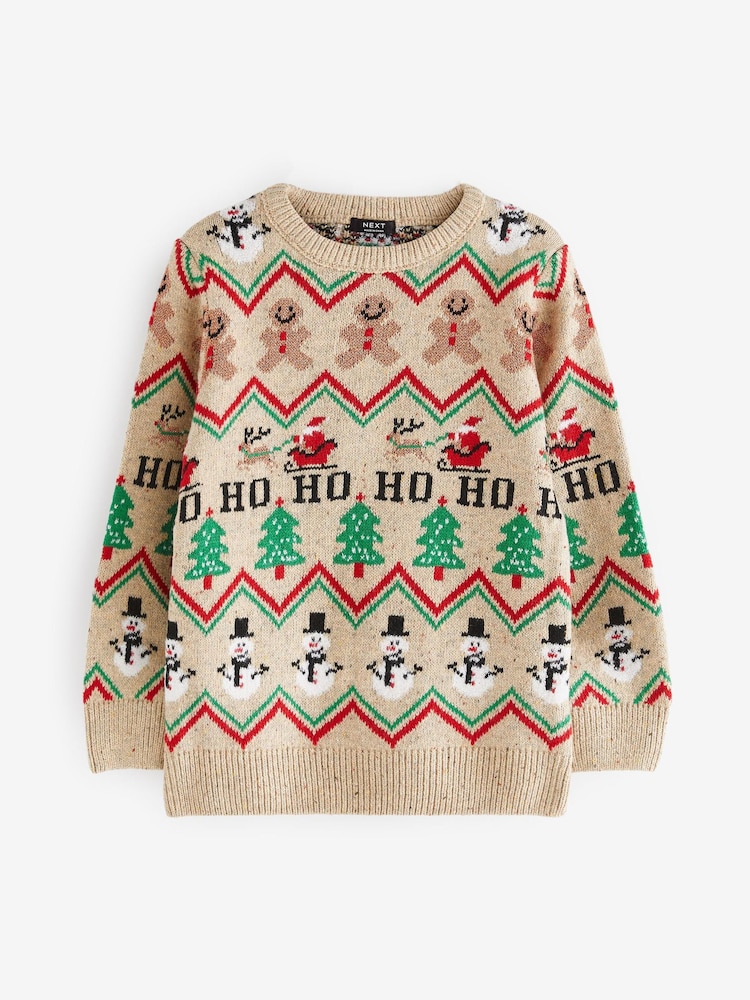 Neutral Snowman Fairisle Pattern Boys Knitted Christmas Jumper (3mths-16yrs) - Image 5 of 7