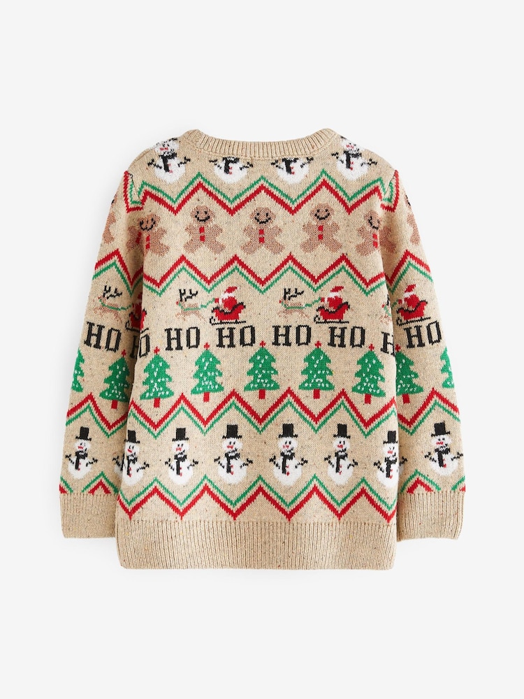 Neutral Snowman Fairisle Pattern Boys Knitted Christmas Jumper (3mths-16yrs) - Image 6 of 7