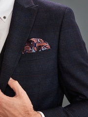 Navy Check Slim Fit Signature Angelico 100% Wool Suit Jacket - Image 6 of 9