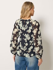 Long Tall Sally Brown Floral Georgette Blouse - Image 3 of 5