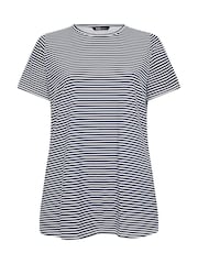 Yours Curve Blue Stripe Swing T-Shirt - Image 6 of 6