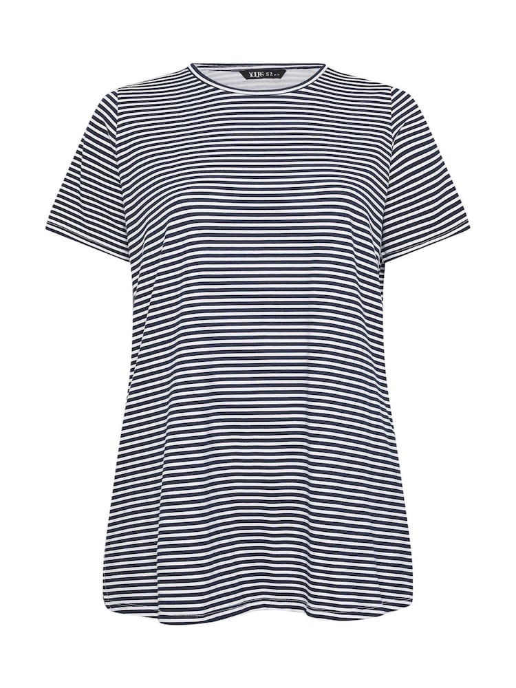 Yours Curve Blue Stripe Swing T-Shirt - Image 6 of 6