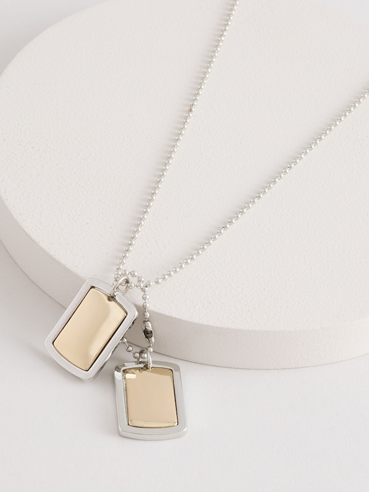 DCK Mens Silver Tone Double Dog Tag Necklace - Image 1 of 2