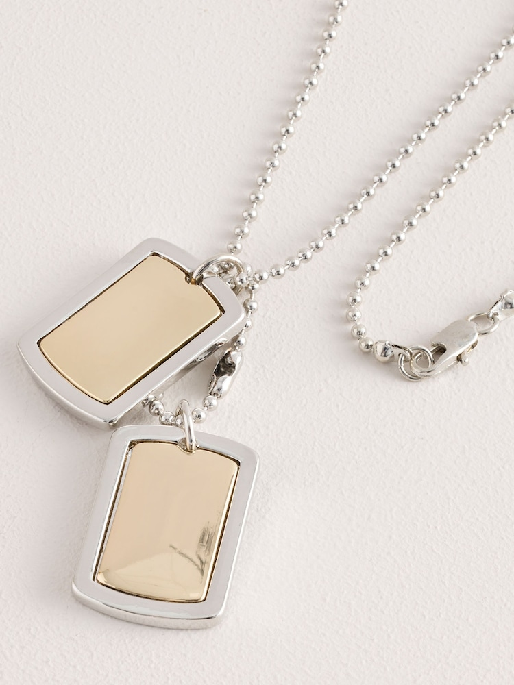 DCK Mens Silver Tone Double Dog Tag Necklace - Image 2 of 2