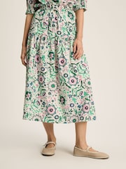 Joules Elle Pink & Green Co-Ord Midi Skirt - Image 1 of 7