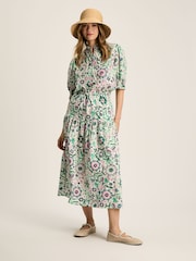 Joules Elle Pink & Green Co-Ord Midi Skirt - Image 3 of 7