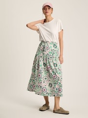 Joules Elle Pink & Green Co-Ord Midi Skirt - Image 4 of 7