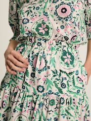 Joules Elle Pink & Green Co-Ord Midi Skirt - Image 6 of 7