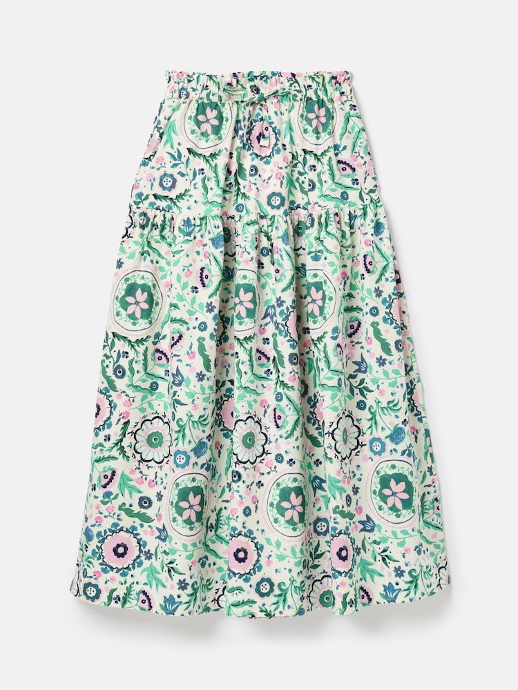 Joules Elle Pink & Green Co-Ord Midi Skirt - Image 7 of 7