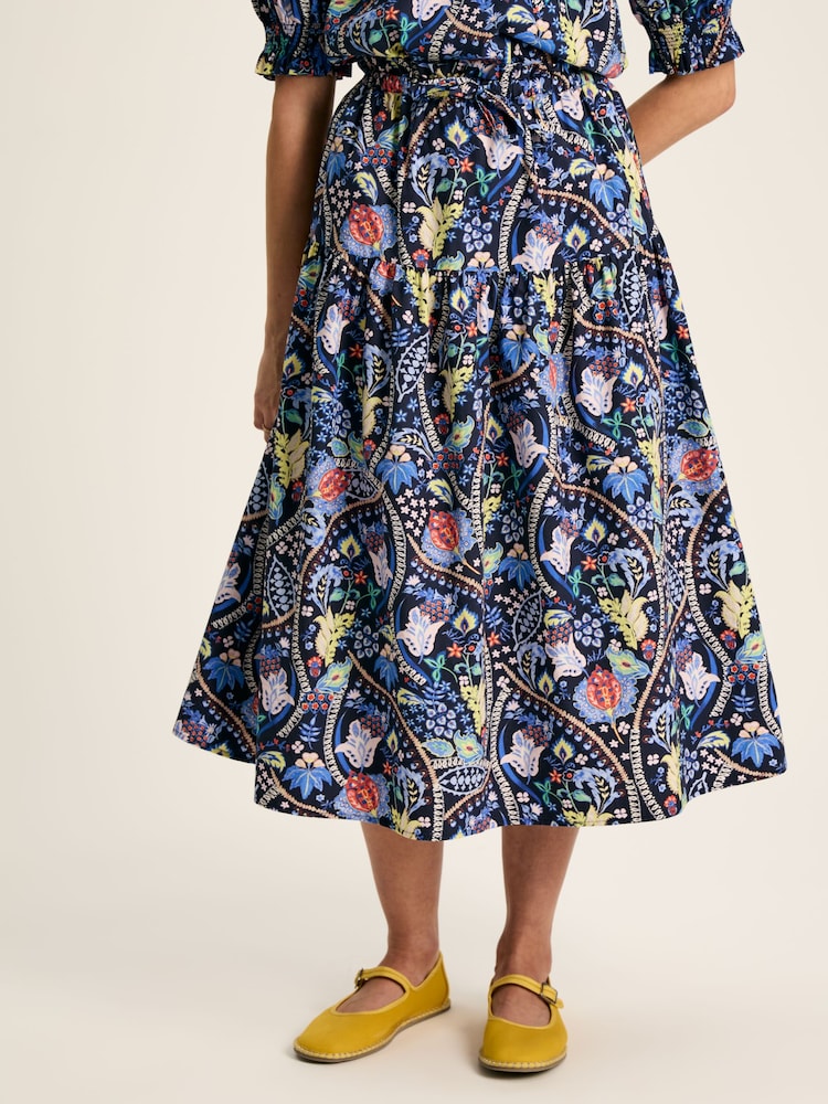 Joules Elle Navy Co-Ord Midi Skirt - Image 1 of 7