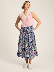 Joules Elle Navy Co-Ord Midi Skirt - Image 4 of 7