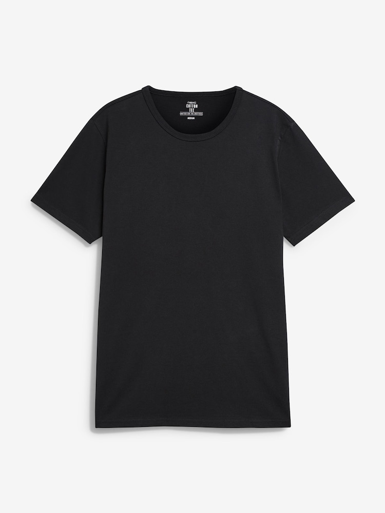 Schwarz/Grau meliert/Weiss/Marineblau - Schmale Passform - Lagen-T-Shirts aus 100 % Baumwolle, 5er-Pack - Image 10 of 11
