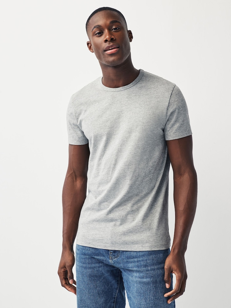 Schwarz/Grau meliert/Weiss/Marineblau - Schmale Passform - Lagen-T-Shirts aus 100 % Baumwolle, 5er-Pack - Image 4 of 11