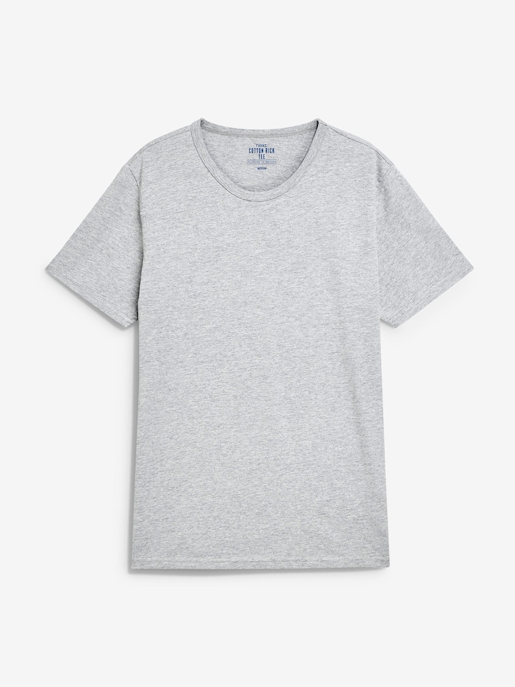 Schwarz/Grau meliert/Weiss/Marineblau - Schmale Passform - Lagen-T-Shirts aus 100 % Baumwolle, 5er-Pack - Image 8 of 11