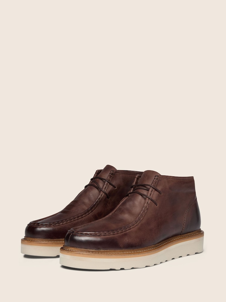 Oliver Sweeney Brown Hand-Finished Calf Leather Moc Toe Boots - Image 1 of 6 Oliver Sweeney Brown Hand-Finished Calf Leather Moc Toe Boots - Image 1 of 6