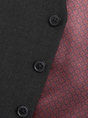 Black Regular Fit Wool Mix Textured Suit Waistcoat - Image 6 of 8