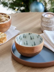 Mango Wood Christmas Tree Nibble Bowl - Image 1 of 4