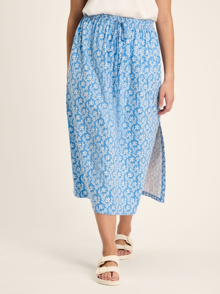Joules Celia Blue Jersey Midi Skirt - Image 1 of 6
