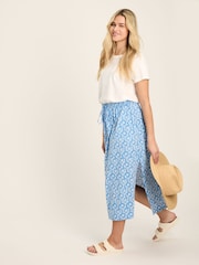 Joules Celia Blue Jersey Midi Skirt - Image 3 of 6