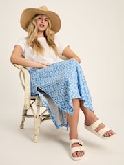Joules Celia Blue Jersey Midi Skirt - Image 4 of 6