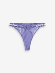 Lilac Purple Thong Heart Trim Lace Back Knickers - Image 4 of 4