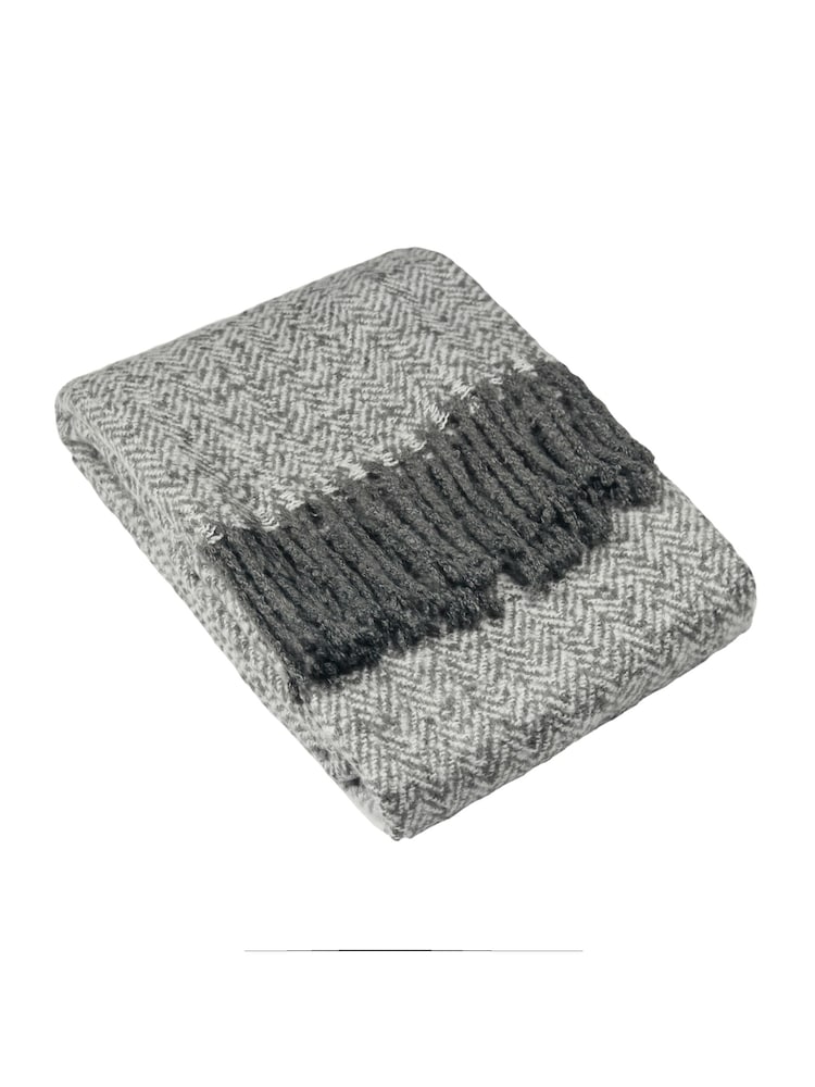 furn. Grey Weaver Throw - Image 1 of 2