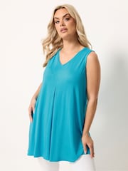 Yours Curve Blue Pleated Front Vest - Image 1 of 5