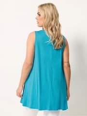 Yours Curve Blue Pleated Front Vest - Image 3 of 5