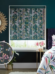 Sara Miller Dark Green Linear Made to Measure Roller Blinds - Image 1 of 6