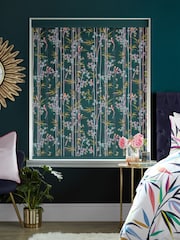 Sara Miller Dark Green Linear Made to Measure Roller Blinds - Image 2 of 6