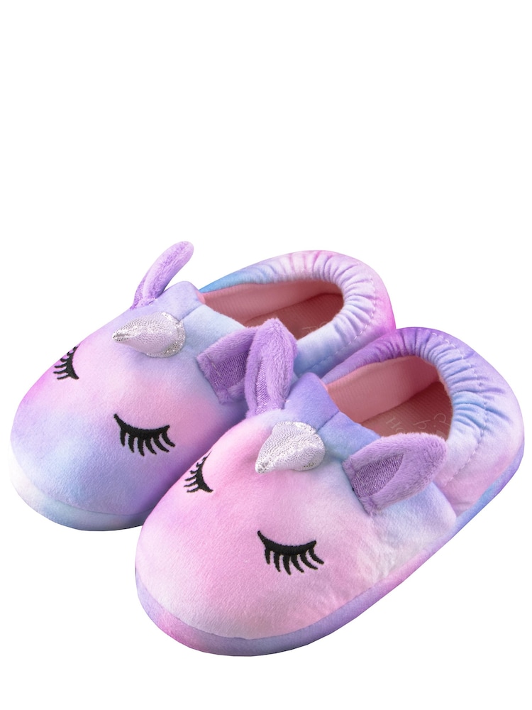 Harry Bear Tie Dye Unicorn 3D Horn & Ears Slippers - Image 1 of 6