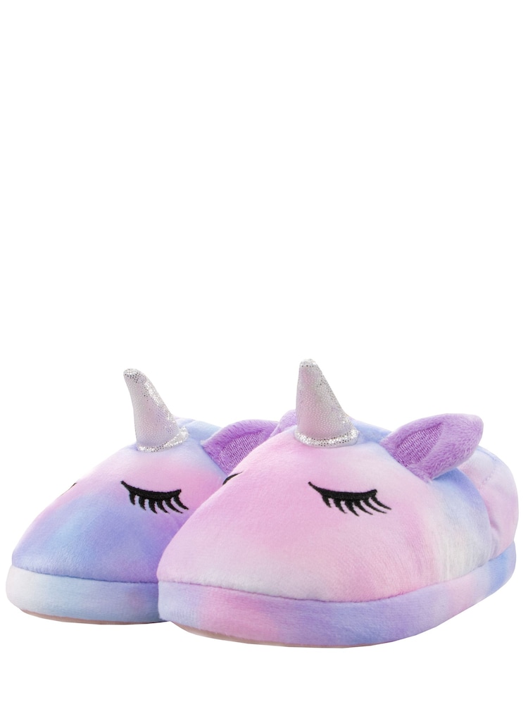 Harry Bear Tie Dye Unicorn 3D Horn & Ears Slippers - Image 2 of 6
