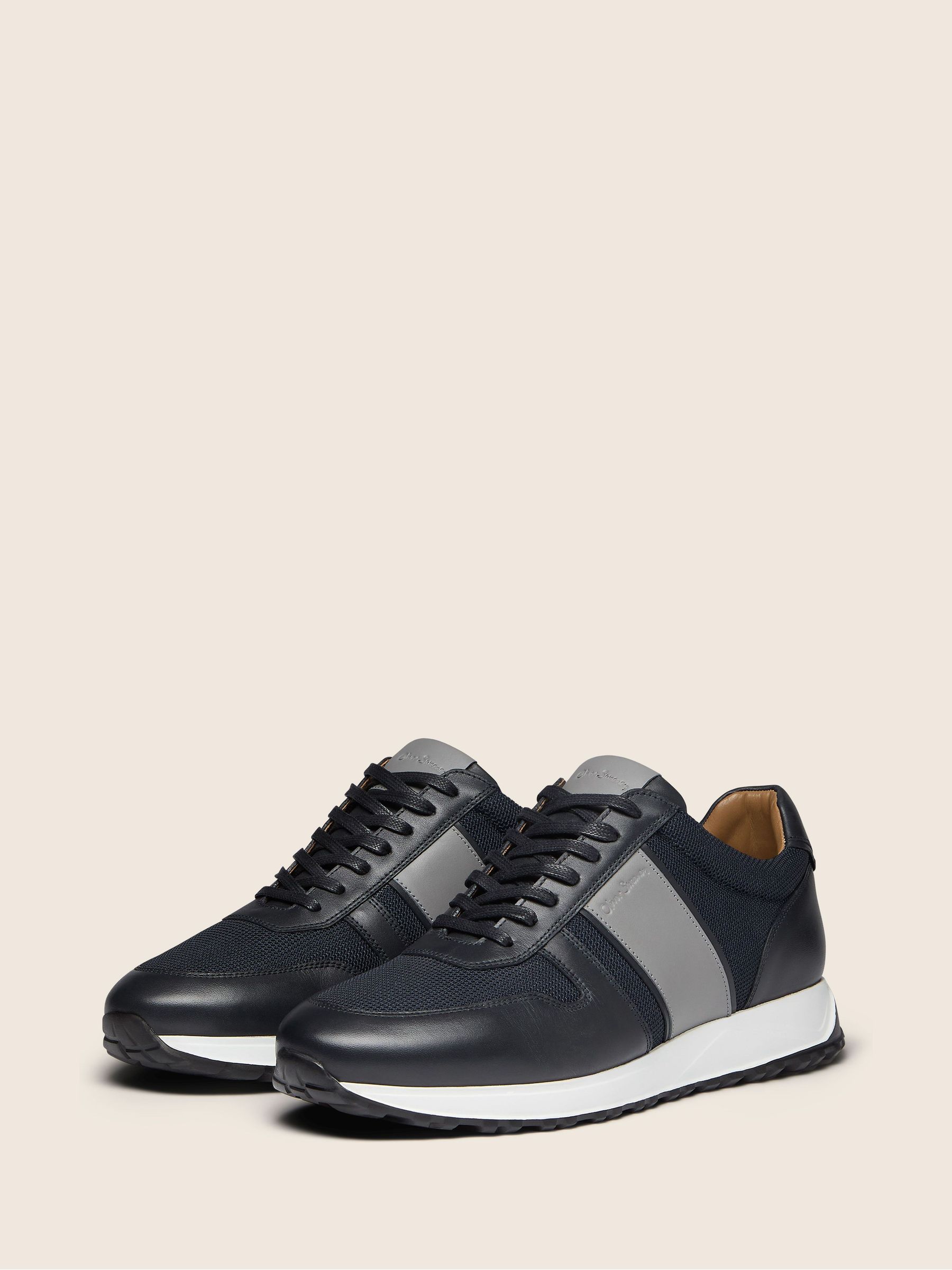 Oliver Sweeney Men's Blue Nylon Mesh/Leather Runners