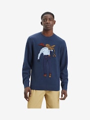 Levi's® Navy Saddleman Intarsia Original Housemark Sweater - Image 1 of 6