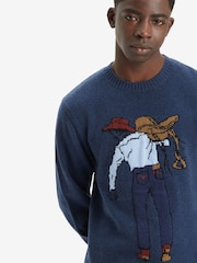 Levi's® Navy Saddleman Intarsia Original Housemark Sweater - Image 3 of 6
