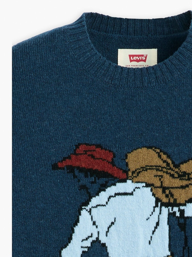 Levi's® Navy Saddleman Intarsia Original Housemark Sweater - Image 6 of 6