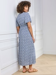 Cotton Traders Light Blue Printed Crinkle Maxi Dress - Image 2 of 3