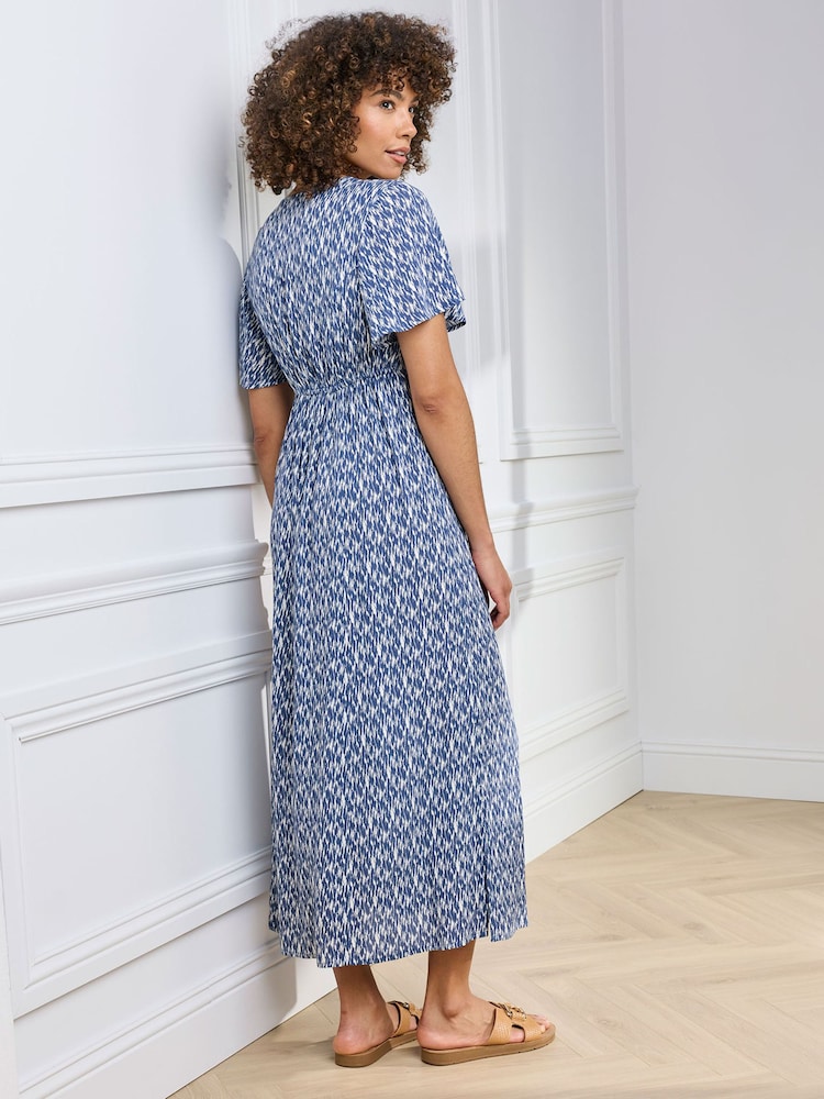 Cotton Traders Light Blue Printed Crinkle Maxi Dress - Image 2 of 3 Cotton Traders Light Blue Printed Crinkle Maxi Dress - Image 2 of 3