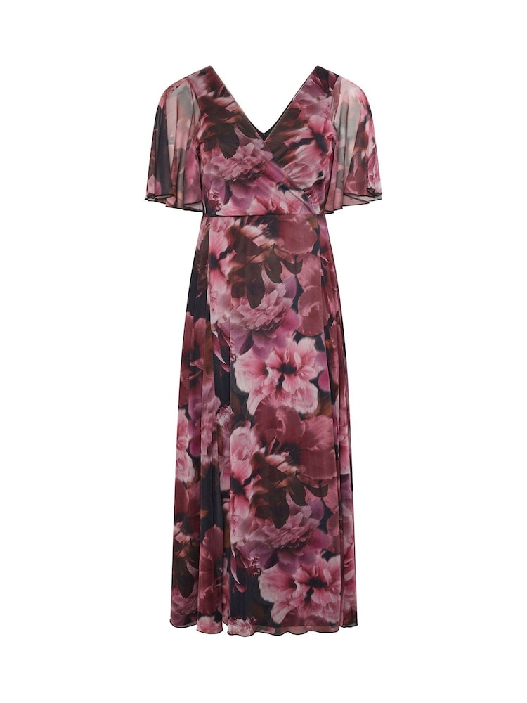 Yours Curve Red London Floral Abstract Mesh Dress - Image 5 of 5 Yours Curve Red London Floral Abstract Mesh Dress - Image 5 of 5
