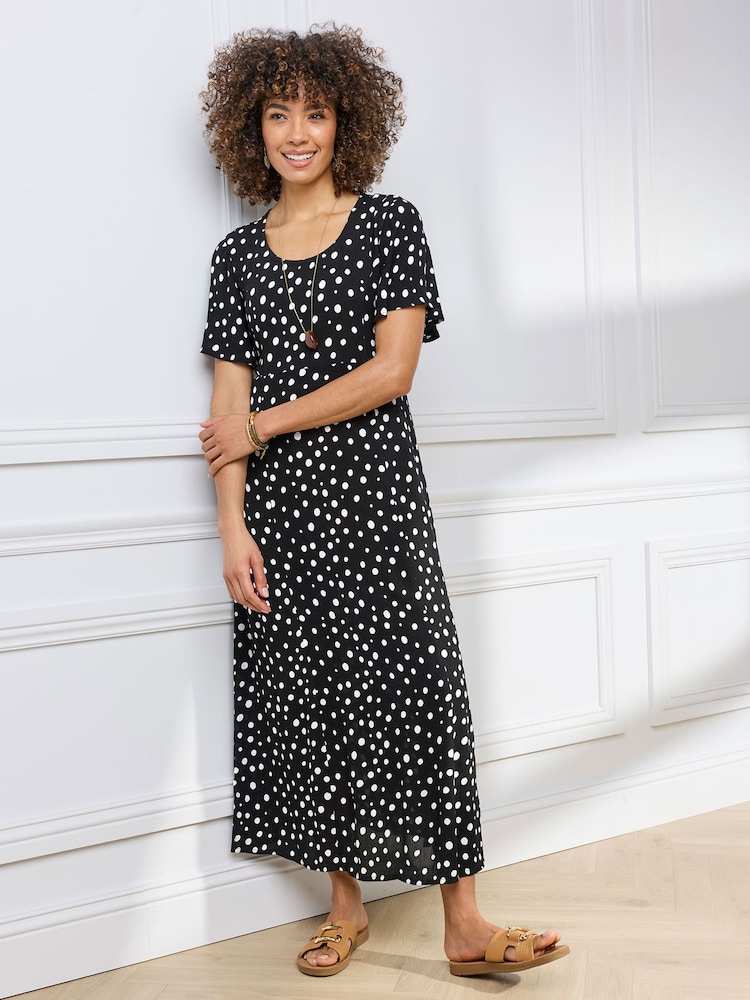 Cotton Traders Dark Blue Printed Crinkle Maxi Dress - Image 1 of 3 Cotton Traders Dark Blue Printed Crinkle Maxi Dress - Image 1 of 3