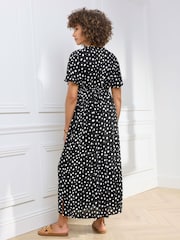 Cotton Traders Dark Blue Printed Crinkle Maxi Dress - Image 2 of 3