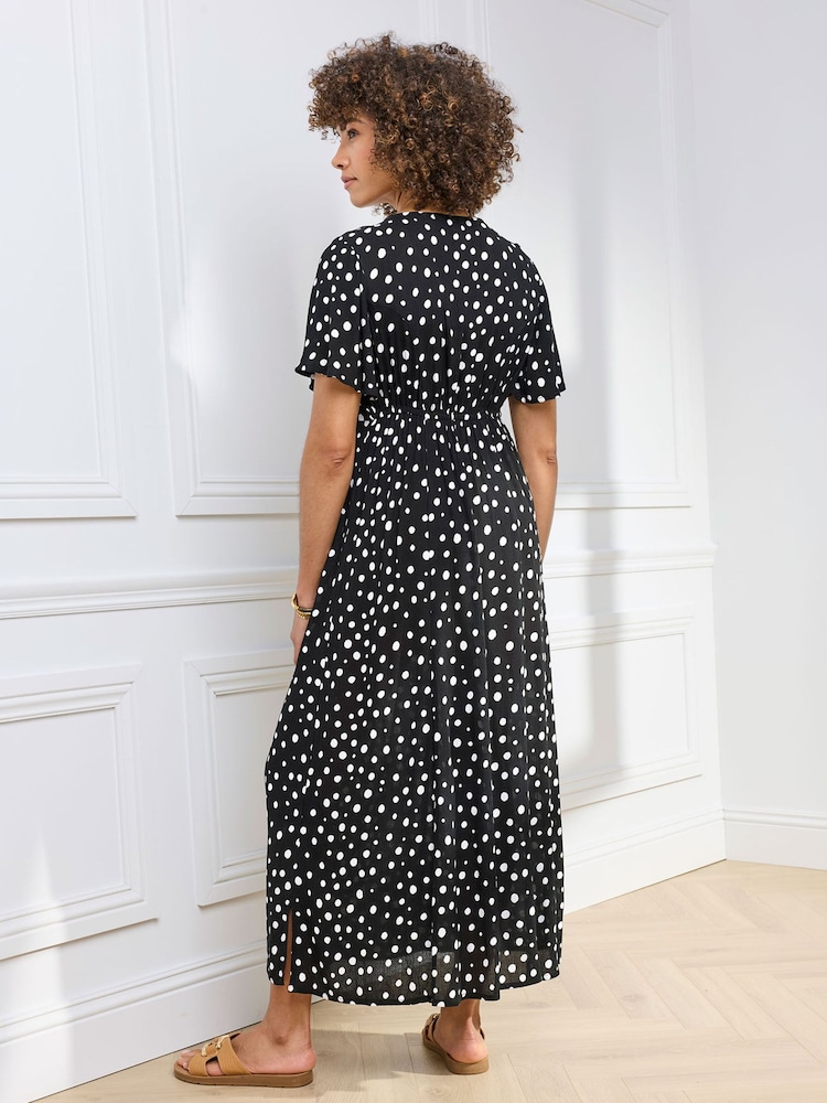 Cotton Traders Dark Blue Printed Crinkle Maxi Dress - Image 2 of 3 Cotton Traders Dark Blue Printed Crinkle Maxi Dress - Image 2 of 3