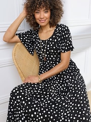 Cotton Traders Dark Blue Printed Crinkle Maxi Dress - Image 3 of 3