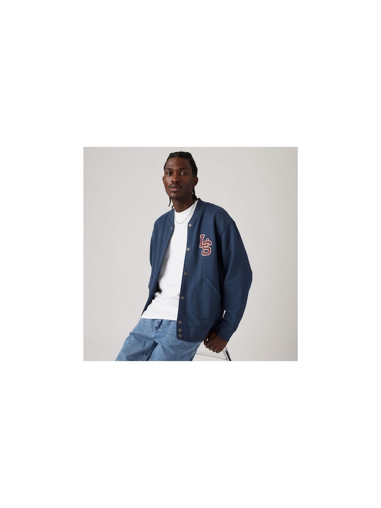 Levi's® Navy Monogram Bomber 100% Cotton Jacket - Image 1 of 6