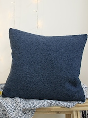 furn. Royal Blue Malham Teddy Borg Fleece Polyester Filled Cushion - Image 1 of 2