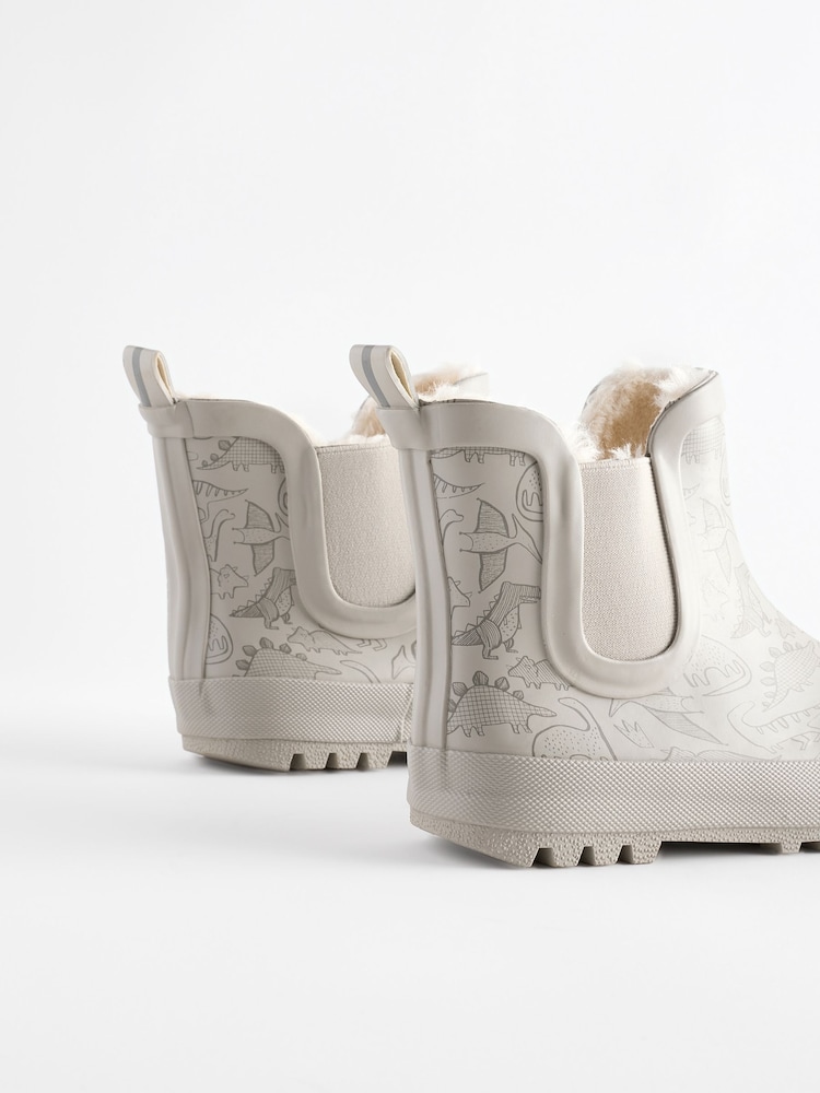 Neutral Dinosaur Warm Lined Ankle Wellies - Image 4 of 5
